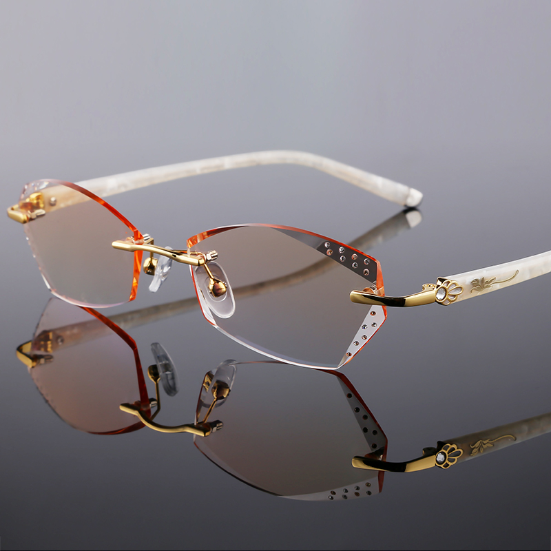 配眼镜近视有度数 眼镜框女无框成品100/200/300/500度近视眼睛架