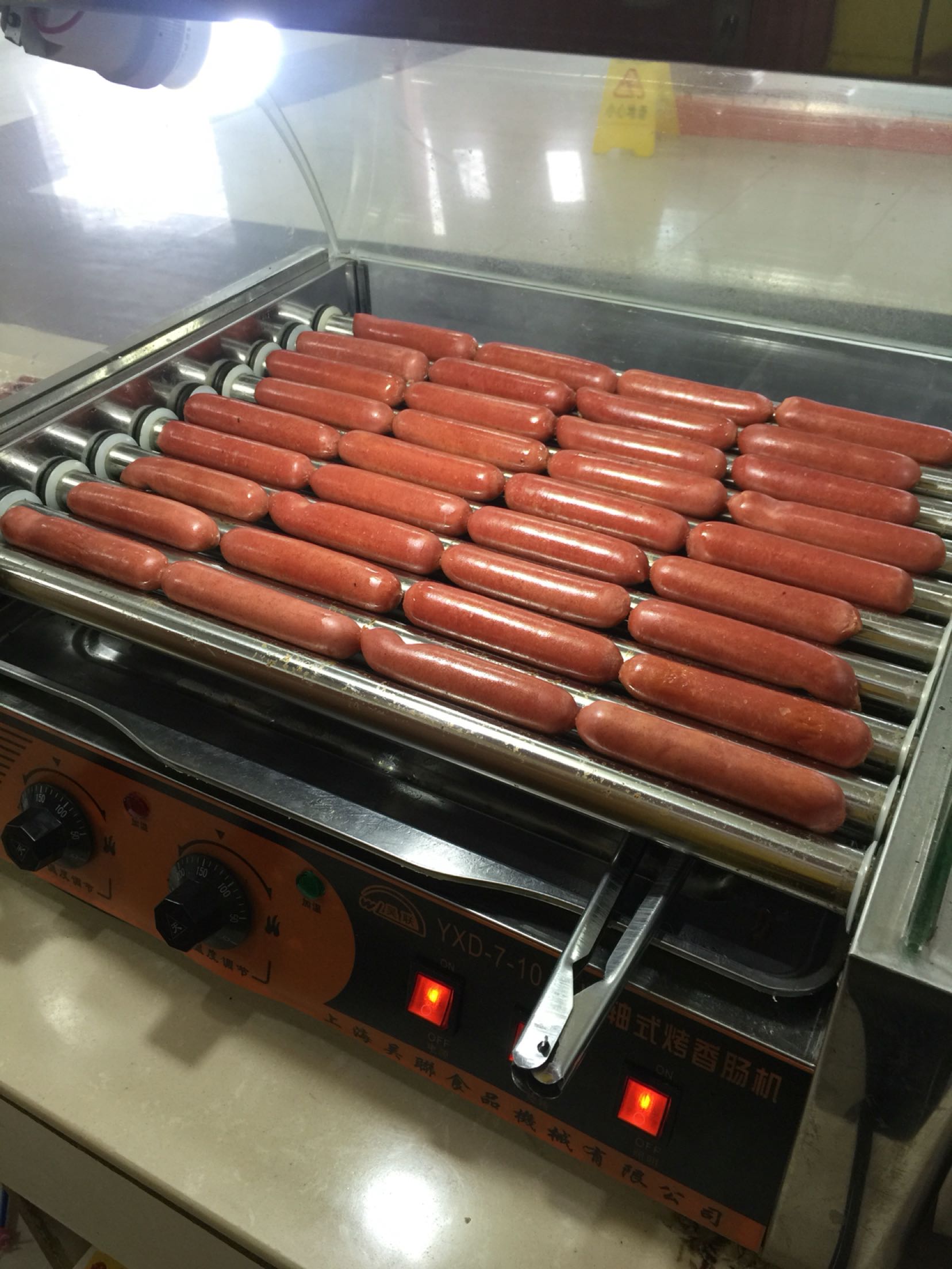 瑞信台湾烤肠机商用10管带门全自动双控温秘制多功能烤香肠热狗机