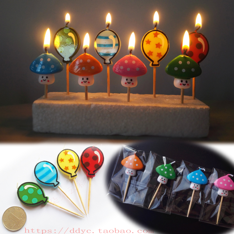 袋装蜡烛气球小蘑菇款 生日蜡烛各种款式迷你蛋糕装饰小朋友可爱