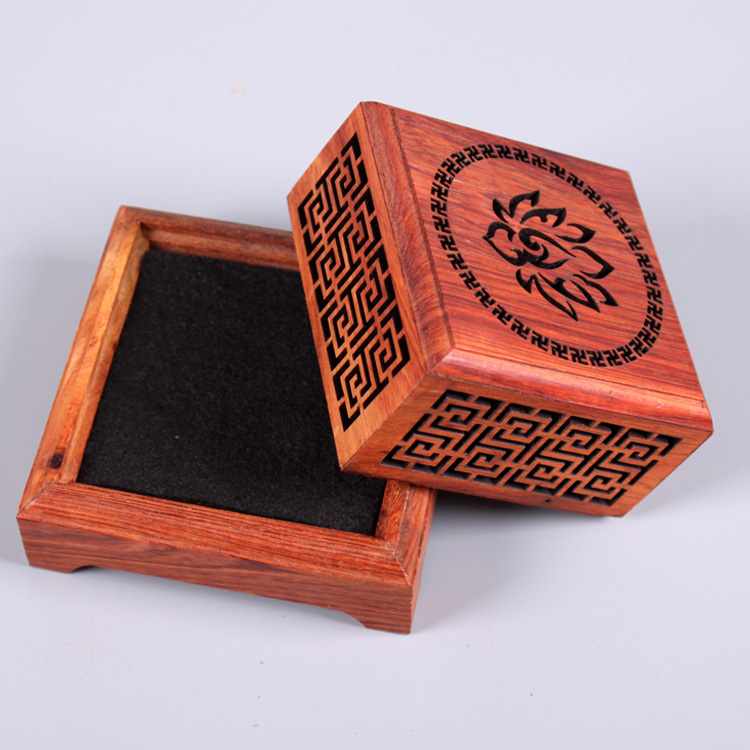 特价红木盘香炉实木中式雕花镂空高脚正方形熏香炉香盒佛道用品