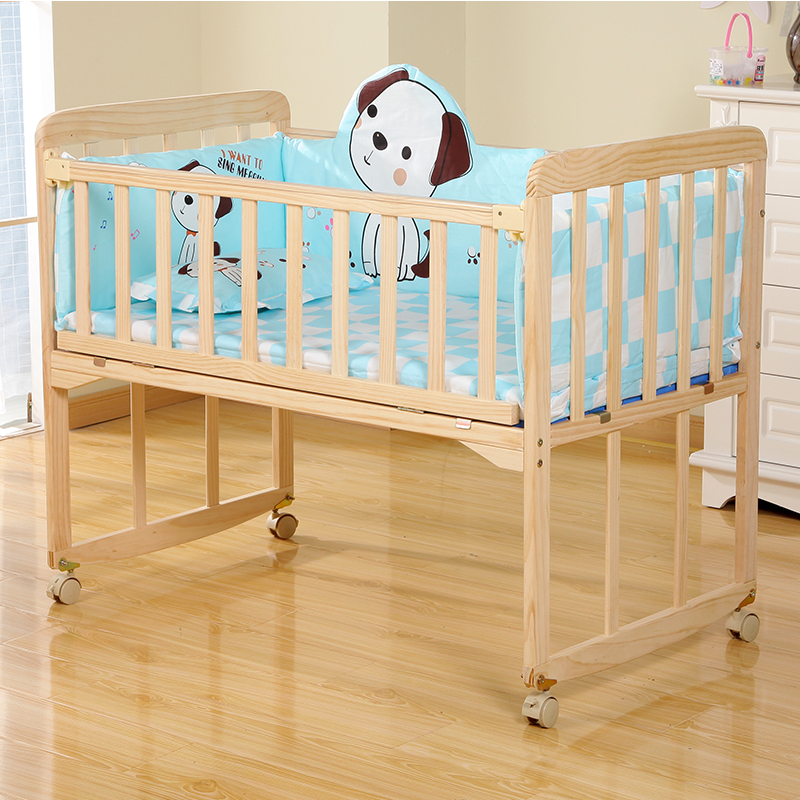 萌宝乐新生儿实木无漆婴儿床环保BB宝宝床摇篮床可变书桌可拼大床