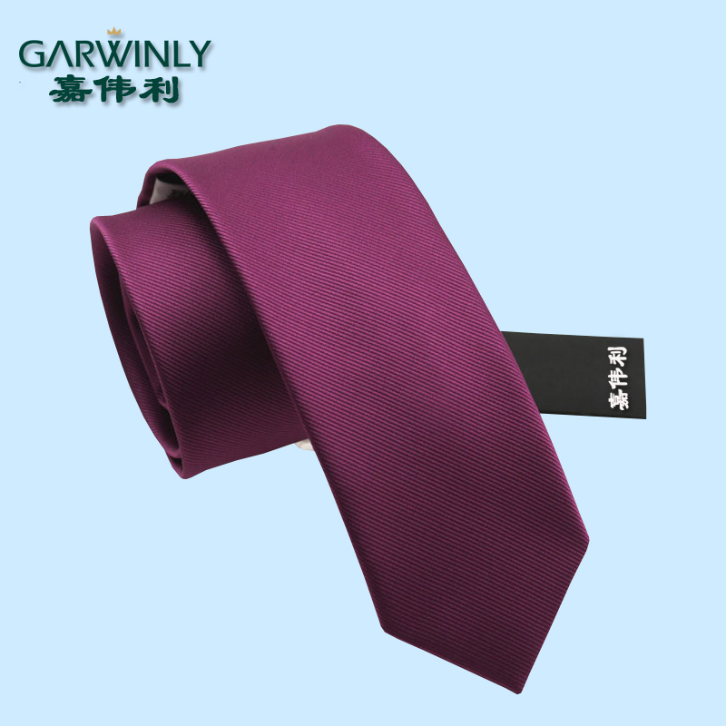嘉伟利  韩版休闲6cm商务紫红色细条纹男士职业新郎结婚窄版领带